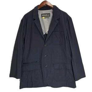 Eddie Bauer Travex Voyager Travel Blazer Mens 44 Navy Blue Stretch Nylon Jacket